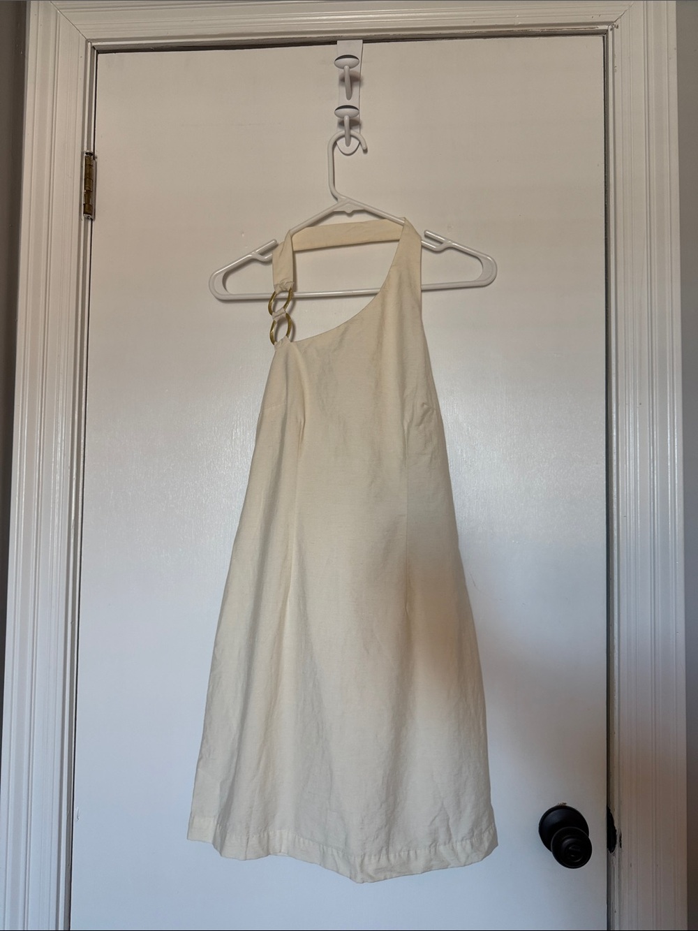 Future collective- size 2 One-Shoulder Cream Dress with Ring Detail